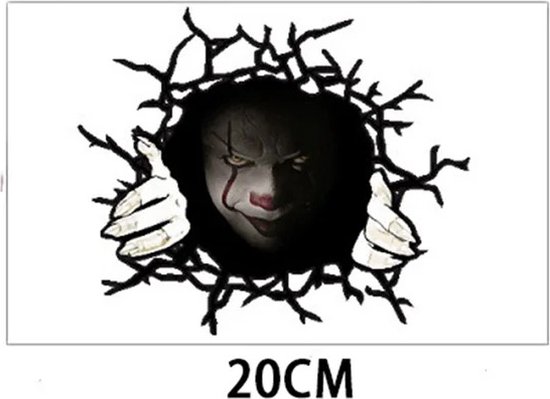 GoedeDoelen.Shop | Auto Sticker Pennywise | Bumpersticker | Halloween Sticker | Afmeting ca 20 x 16 CM | Weerbestendig | Laptopsticker | Scootersticker | IT Sticker | Clown Sticker | Creepy Sticker