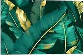 Acrylglas - Groene Palmbladeren met Gouden Details - 60x40 cm Foto op Acrylglas (Wanddecoratie op Acrylaat)