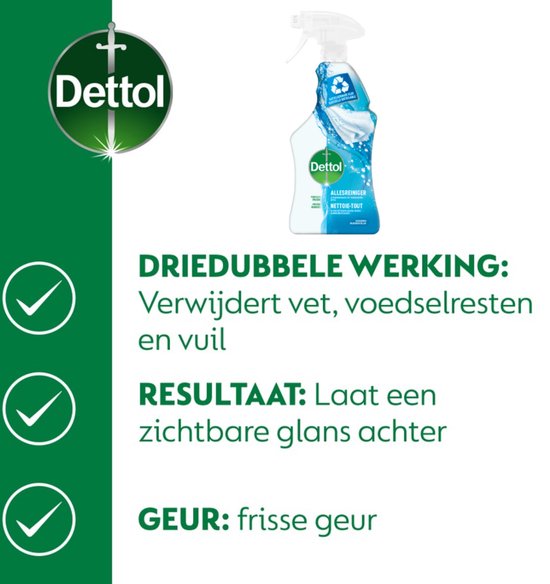 Dettol - Power & Fresh - Allesreiniger Spray - Katoenfris - 6 x 500 ml - Dettol