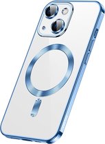 Sulada Soft case TPU en shockproof en lensbeschermer met magnetische ring voor de iPhone 14 Blauw