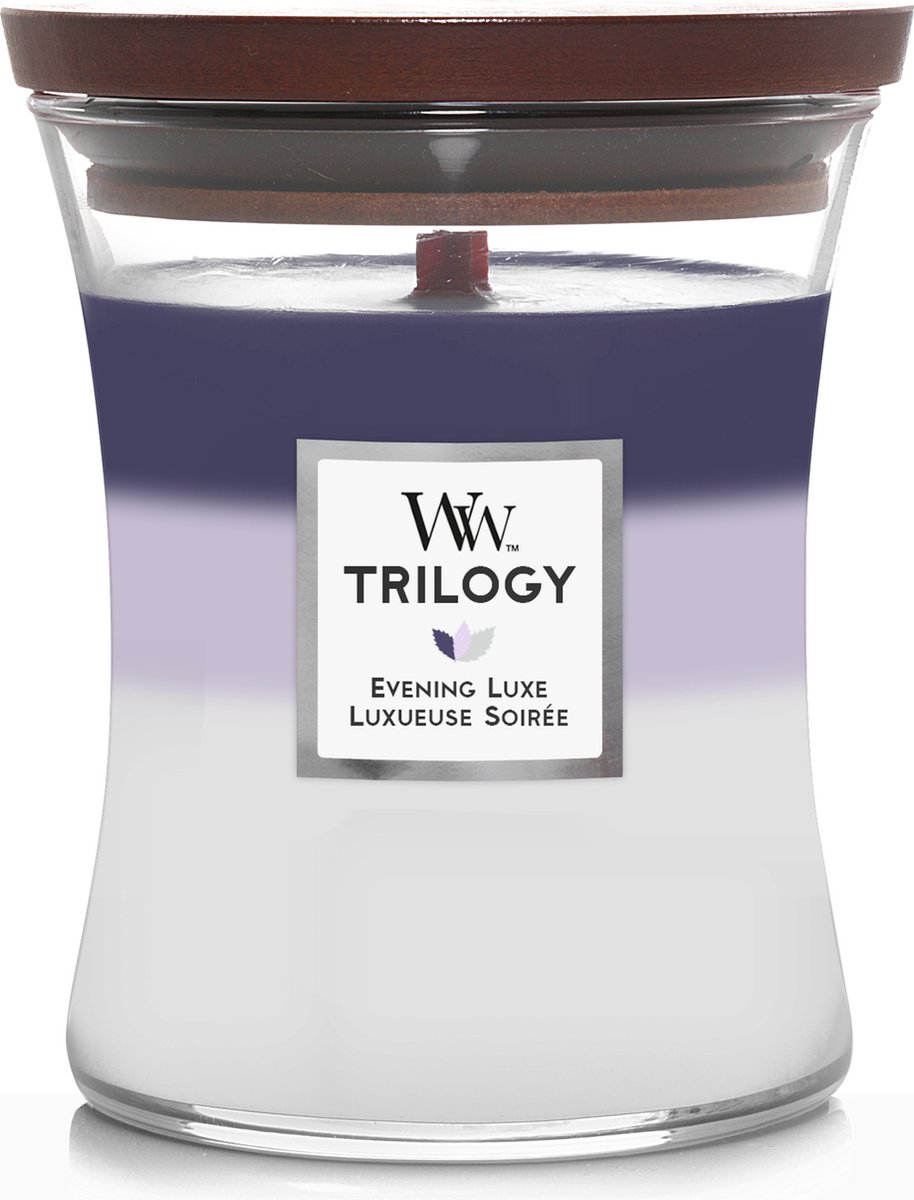 WoodWick Hourglass Trilogy Medium Geurkaars - Evening Luxe - 60 branduren Meerkleurig