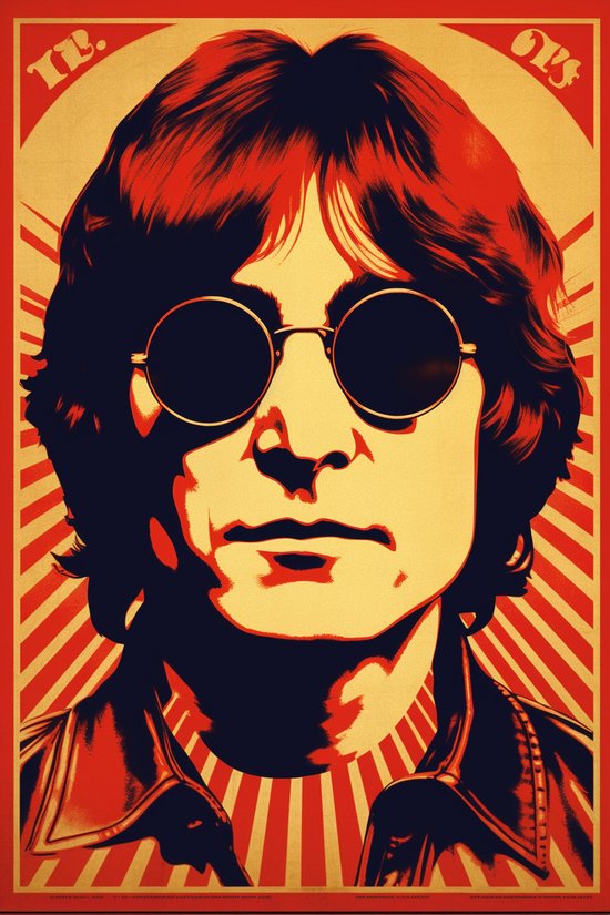 John Lennon Poster | The Beatles | Rood | Poster John Lennon | 51x71cm | Geschikt om in te lijsten