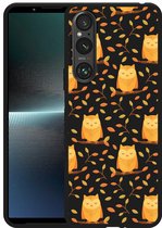 Cazy Hoesje Zwart geschikt voor Sony Xperia 1 V Cute Owls
