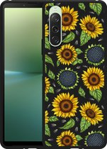 Cazy Hoesje Zwart geschikt voor Sony Xperia 10 V Sunflowers