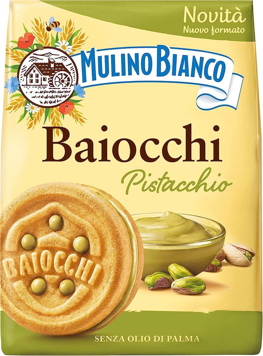 MULINO BIANCO Baiocchi - biscuits fourrés à la pistache 240g - 12 paquets -  Cdiscount Au quotidien