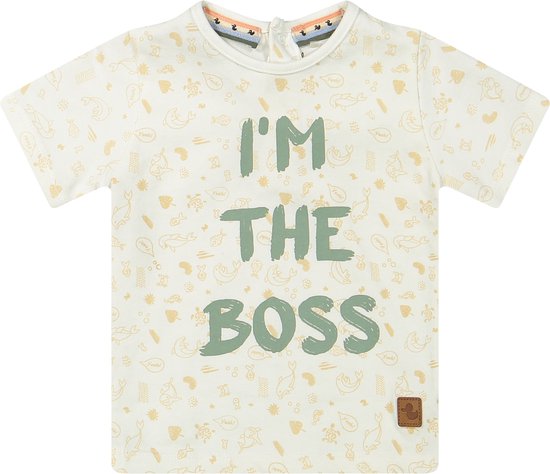 T-shirt " I'M THE BOSS " - Off white - Ducky Beau - maat 74