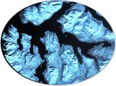 Dibond Ovaal - Blauwe Abstracte Vlakken - 28x21 cm Foto op Ovaal (Met Ophangsysteem)