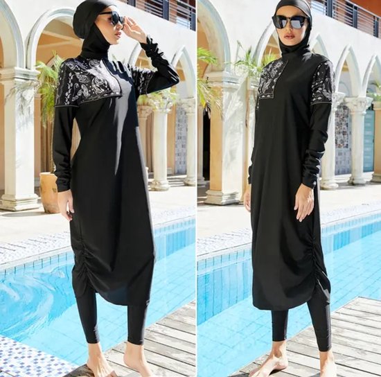 MAYSAM Burkini / Boerkini - Islamitische zwempak - UV Beschermd- kleur: zwart - MAAT S