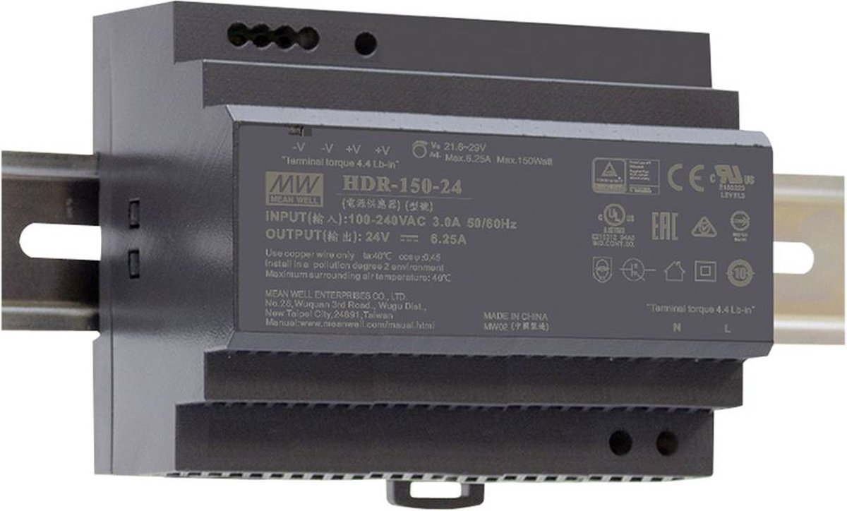 Mean Well HDR-150-48 DIN-rail netvoeding 48 V/DC 153.6 W Aantal uitgangen: 1 x Inhoud: 1 stuk(s)