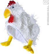 Widmann - Kip & Haan & Kalkoen & Kuiken & Eend Kostuum - Muts Kip - Wit / Beige - Carnavalskleding - Verkleedkleding