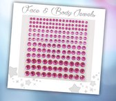 Face & Body Jewels (165 Diamantjes Roze) [Dots Strass Steentjes met Zelfklevend Plaklaag - Sticker Diamantjes voor Lichaam en Gezicht - Festival Tattoo Set Outfit Glitter - Juwelen Rhinestones Rhine stones - Plak Diamantjes]