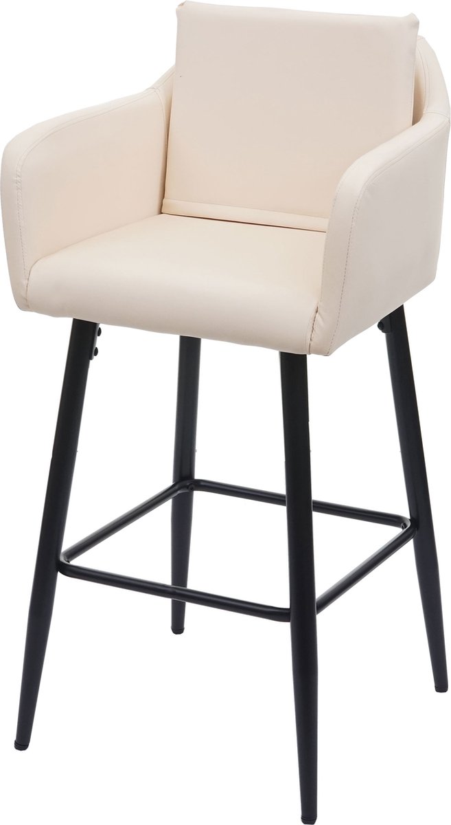 MCW Barkruk MCW-H93, barkruk, tegenkruk, metalen voetensteun ~ kunstleer crème-beige