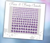 Face & Body Jewels (165 Diamantjes Lila) [Dots Strass Steentjes met Zelfklevend Plaklaag - Sticker Diamantjes voor Lichaam en Gezicht - Festival Tattoo Set Outfit Glitter - Juwelen Rhinestones Rhine stones - Plak Diamantjes]
