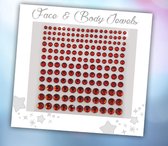 Face & Body Jewels (165 Diamantjes Rood) [Dots Strass Steentjes met Zelfklevend Plaklaag - Sticker Diamantjes voor Lichaam en Gezicht - Festival Tattoo Set Outfit Glitter - Juwelen Rhinestones Rhine stones - Plak Diamantjes]