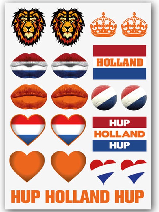 Tijdelijke Tattoo Nederland (A5 formaat) [Temporary Tattoo Belgium, The Netherlands, Holland, Rode Duivels, Red Devils - Formule 1, F1, Max Verstappen - Koningsdag Kingsdag - WK, EK, Olympische Spelen, Tour de France]