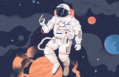 Fotobehang Astronaut In De Ruimte En Planeten - Vliesbehang - 368 x 280 cm