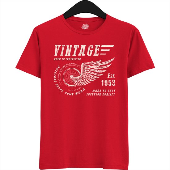 A Vintage Motorcycle Addict Est 1953 | Retro Verjaardag Motor Cadeau Shirt - T-Shirt - Unisex - Rood - Maat 3XL