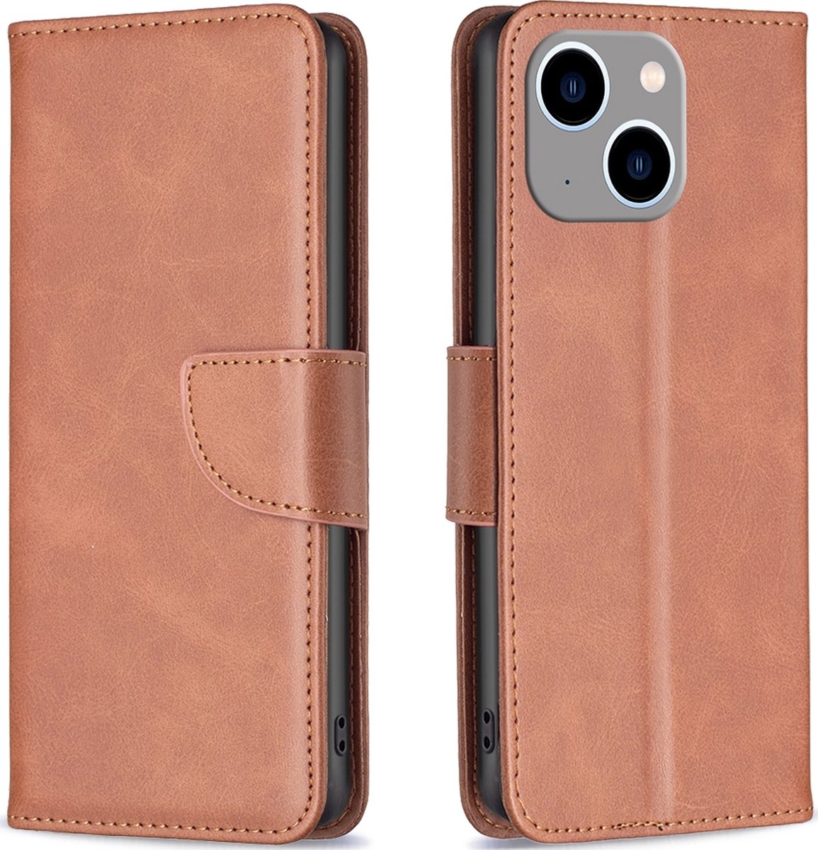 Mobigear Telefoonhoesje geschikt voor Apple iPhone 15 Plus Hoesje | Mobigear Excellent Bookcase Portemonnee | Pasjeshouder voor 3 Pasjes | Telefoonhoesje voor Pinpas / OV Kaart / Rijbewijs - Bruin