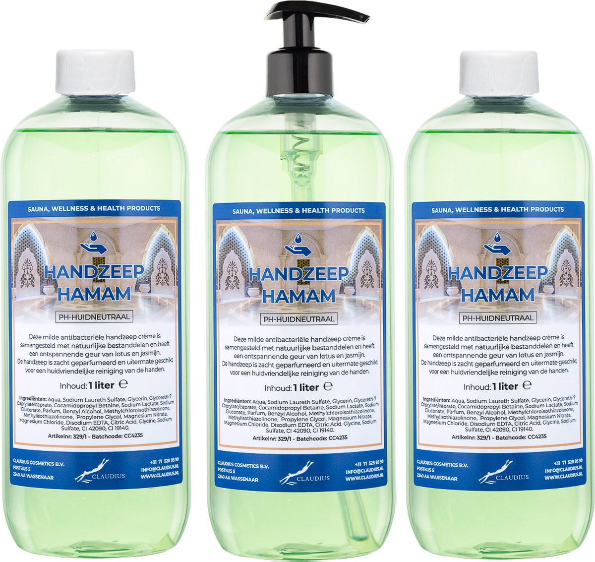 Goedkoopste Handzeep Hamam 1 liter - met gratis pomp - set van 3 stuks