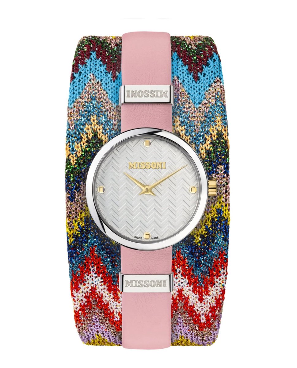 Missoni M1 MWY101922 Horloge - Leer - Roze - Ø 29 mm