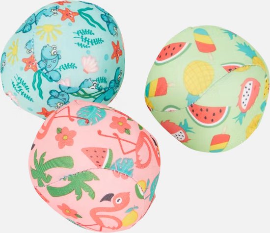 Foto: Splash water ballen met tropisch motief multicolor vang en werp waterspel set van 3