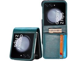 Book Case Hoesje geschikt voor Samsung Galaxy Z Flip 5 - Flip Hoes Cover - Portemonnee Rustic Turquoise