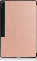 Hoesje Geschikt voor Samsung Galaxy Tab S9 Ultra Hoes Case Tablet Hoesje Tri-fold Met Uitsparing Geschikt voor S Pen Met Screenprotector - Hoes Geschikt voor Samsung Tab S9 Ultra Hoesje Hard Cover Bookcase Hoes - Rosé goud