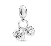 Fler® | Charme pour Bracelet Pandora | Bébé , chaussures et coeur avec pieds | Chaussures, biberon et coeur | Bracelet Perle | Charme suspendu Charm | Argent sterling 925 | Zircone transparente | Cadeau d'anniversaire, cadeau, cadeau