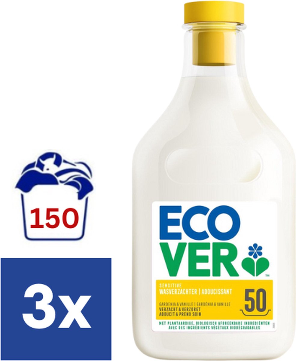 Ecover Gardenia & Vanille Wasverzachter - 3 x 1.5 l (150 wasbeurten)