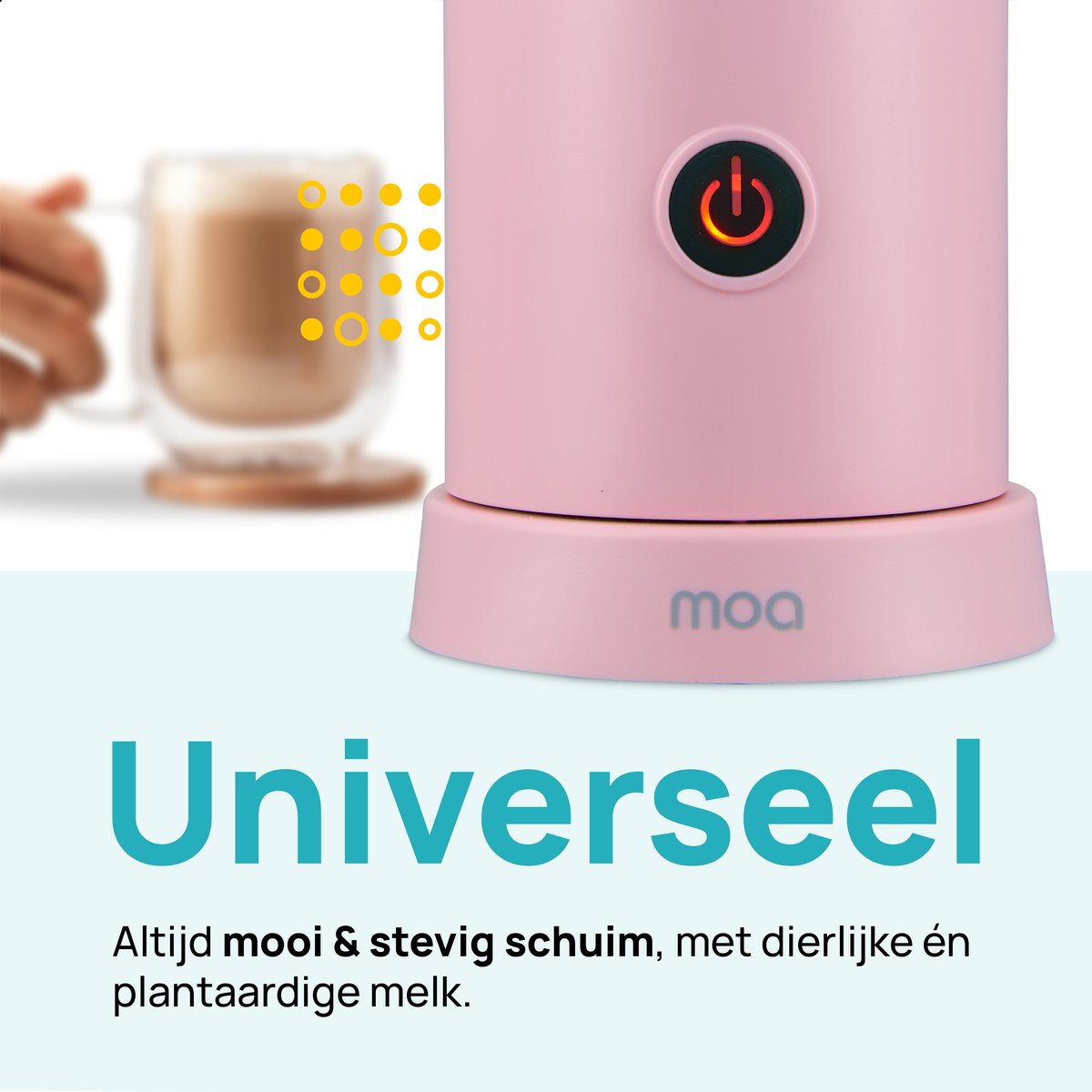 MOA Elektrische Melkopschuimer - 2-in-1 - Handige Melkschuimer - 240 ML - Voor Cappuccino - Melkklopper - Roze — cadeau in Kookcadeaus - foto 8