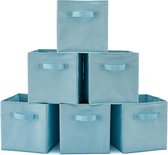 Set van 6 Opvouwbare Kubus Opbergdoos, Cube Box Organisator Mand Container met Handgreep voor Thuiskantoor Kwekerij Organisatie, 26,7 x 26,7 x 27,8 cm - Licht Blau