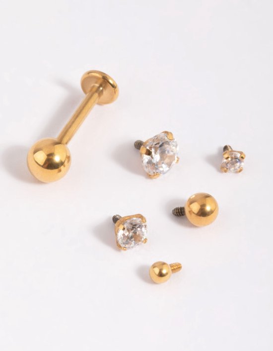 Oorbellen met platte achterkant - 14K goud gevulde binnendraad stud 18G