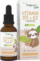 Vitamine D3 & K2 druppels Kinderen - 300 dagen - 500 IE vitamine D en 25 μg vitamine K2 - Vit4ever