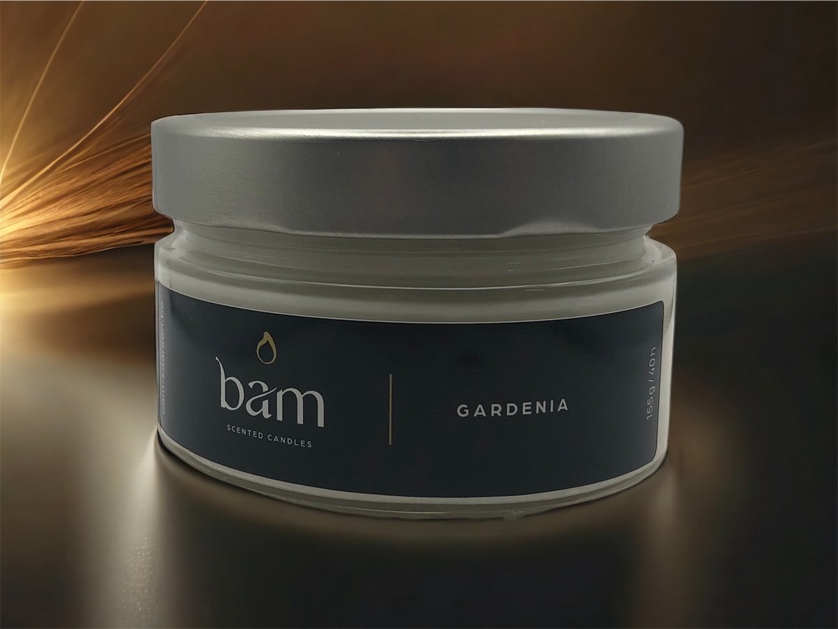 Bam kaarsen - geurkaarsen gardenia - 40 branduren - op basis van zonnebloemwas - cadeau - vegan transparant