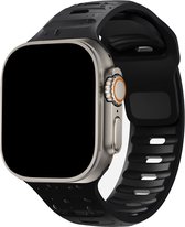 Bracelet de Sport en Plein air Compatible avec Apple Watch - Bracelet Smartwatch waterproof en Silicone Souple pour iWatch Series 8 7 6 5 4 3 2 1 SE Ultra - 42mm/44mm/45mm/49mm - Zwart