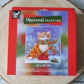 Peinture Diamond 20 x 20 cm, Joli chat de Noël dans la neige, artisanat, passe-temps