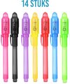 Onzichtbare pen- 14stuks- Diverse kleuren- Geheimschrift pen- Onzichtbare inkt- UV lampje- UV pen- Geheime pen