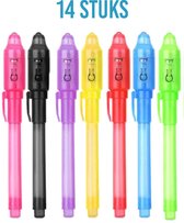 Onzichtbare pen- 14stuks- Diverse kleuren- Geheimschrift pen- Onzichtbare inkt- UV lampje- UV pen- Geheime pen