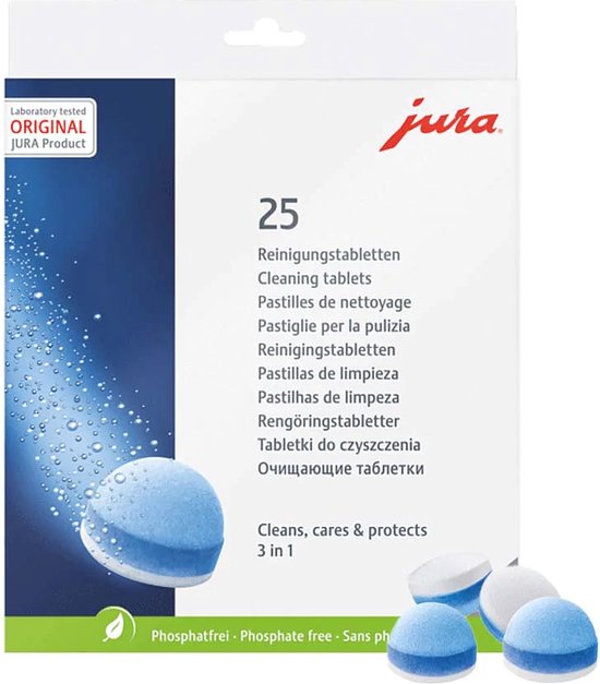 JURA - Tablettes de nettoyage triphasées - 25 pièces - Formule renouvelée -  Nettoyant