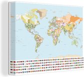 Canvas Wereldkaart - 120x90 - Wanddecoratie Wereldkaart - Vlag - Oranje - Groen