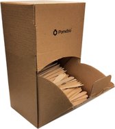 Fourchette à copeaux en bois Pomebio - 1000 pièces - 85 mm - Fourchette à collation dans une boîte distributrice