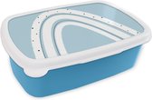 Broodtrommel Blauw - Lunchbox - Brooddoos - Regenboog - Abstract - Pastel - 18x12x6 cm - Kinderen - Jongen