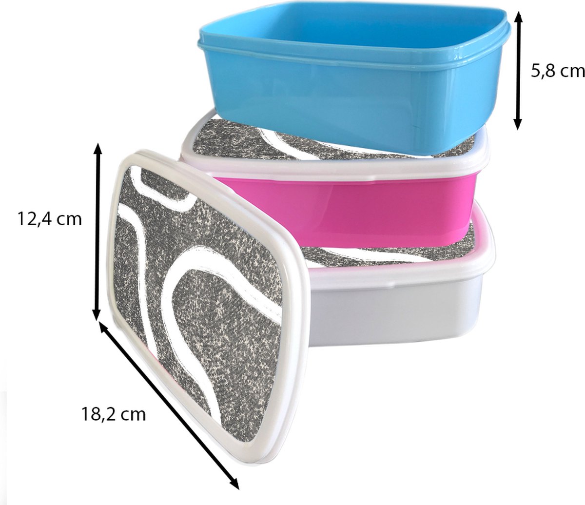 Broodtrommel Wit - Lunchbox - Brooddoos - Abstract - Minimalisme - Design - 18x12x6 cm - Volwassenen