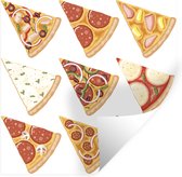 Muurstickers - Sticker Folie - Verschillende soorten pizza in de vorm van een punt - 80x80 cm - Plakfolie - Muurstickers Kinderkamer - Zelfklevend Behang - Zelfklevend behangpapier - Stickerfolie