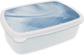 Broodtrommel Wit - Lunchbox - Brooddoos - Acrylverf - Blauw - Design - 18x12x6 cm - Volwassenen
