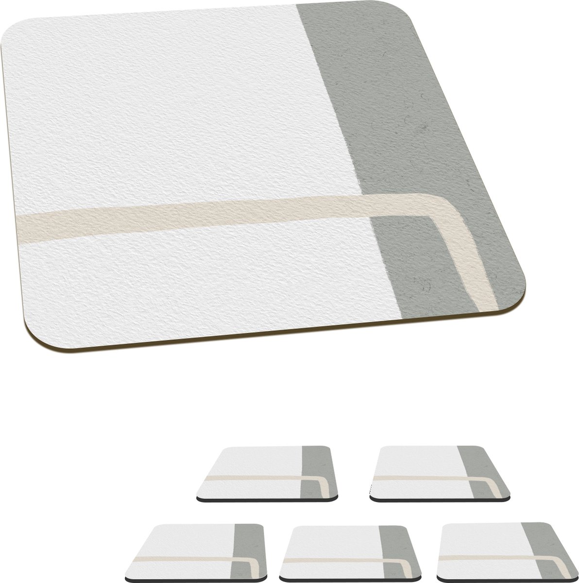 Onderzetters voor glazen - Abstract - Minimalisme - Design - 10x10 cm - Glasonderzetters - 6 stuks