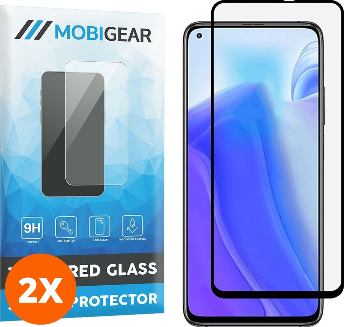 Mobigear Screenprotector geschikt voor Xiaomi Mi 10T Glazen | Mobigear Premium Screenprotector - Case Friendly - Zwart (2-Pack)