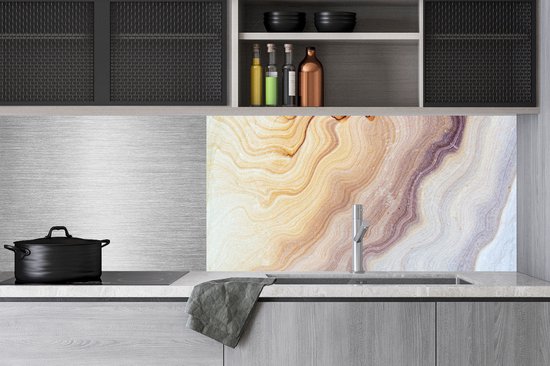 Keuken achterwand behang - Waterafstotend - Marmer - Textuur - Zandsteen -  Goud -... | bol