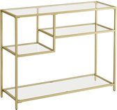 Rootz Console Tafel - Moderne Glazen Console Tafel - Metalen Frame Console Tafel - Industriële Stijl - Goud - 35 x 100 x 80 cm (D x B x H)