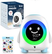 Vivex Slaaptrainer - Slaaptrainer kinderen - Kinderwekker - Slaapwekker - Nachtlampje - Gratis stickervel + adapter - Penny de Pinguïn